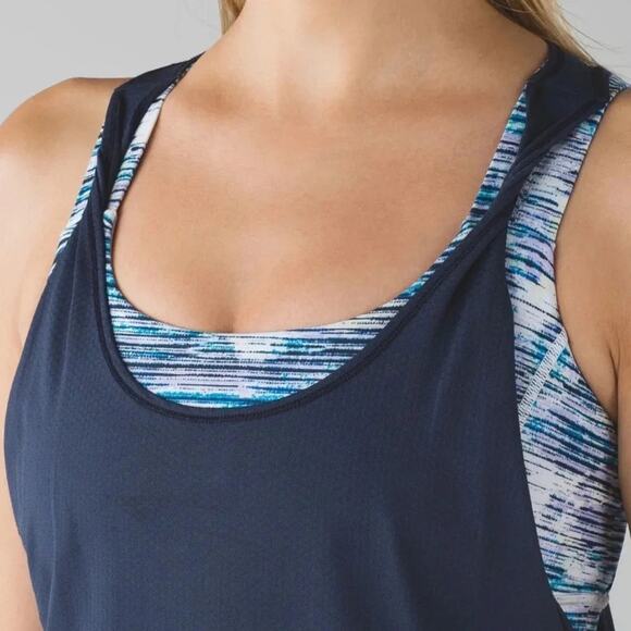 Lululemon Ready & Go Tank Inkwell Blue / Blurry Belle Multi Size 4 - Picture 5 of 12